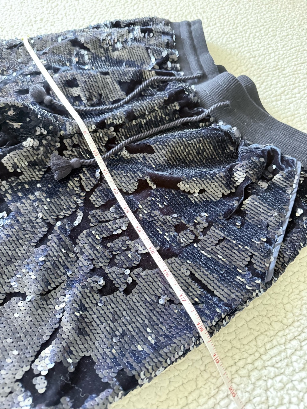 Anthropologie Sequins Velvet Joggers In Navy - Picture 5 of 6